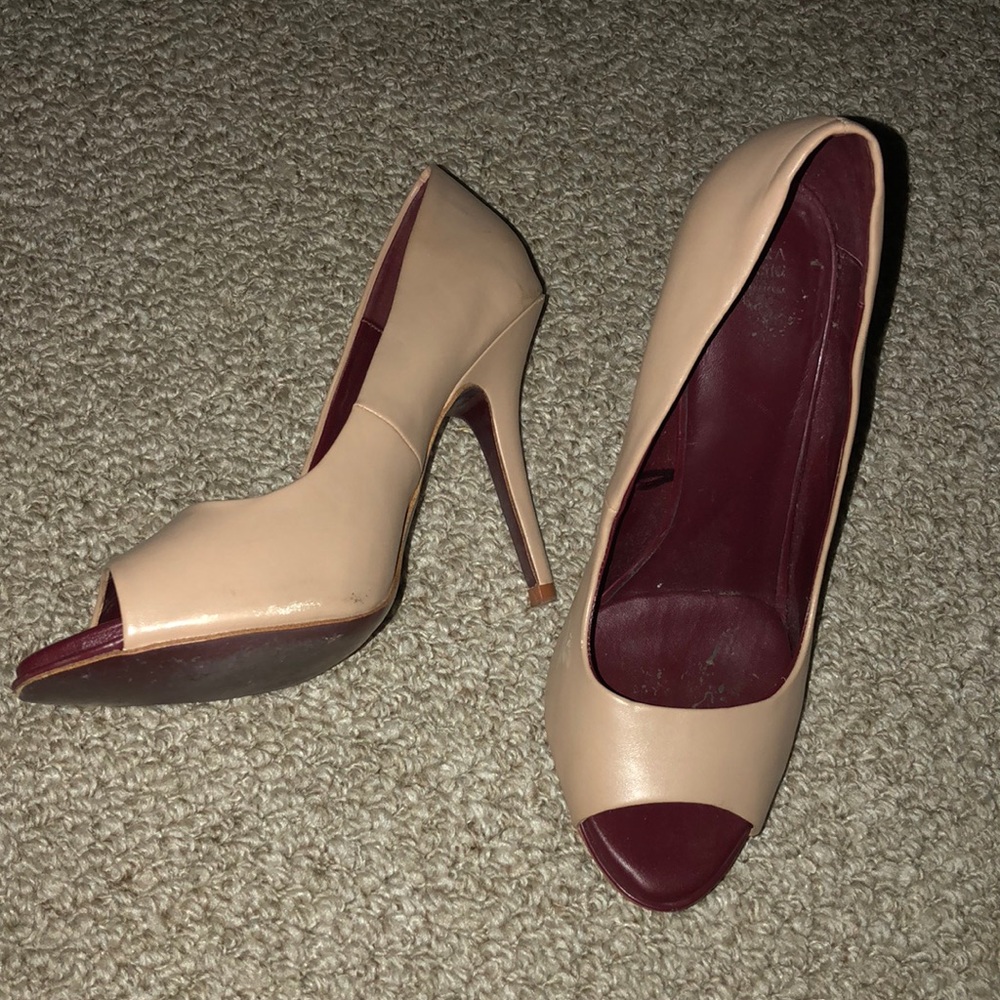 Nude Zara peep toe heels